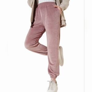Birds Of Paradise By Trovata Dusty Pink Velour Joggers Women's Small Side Stripe